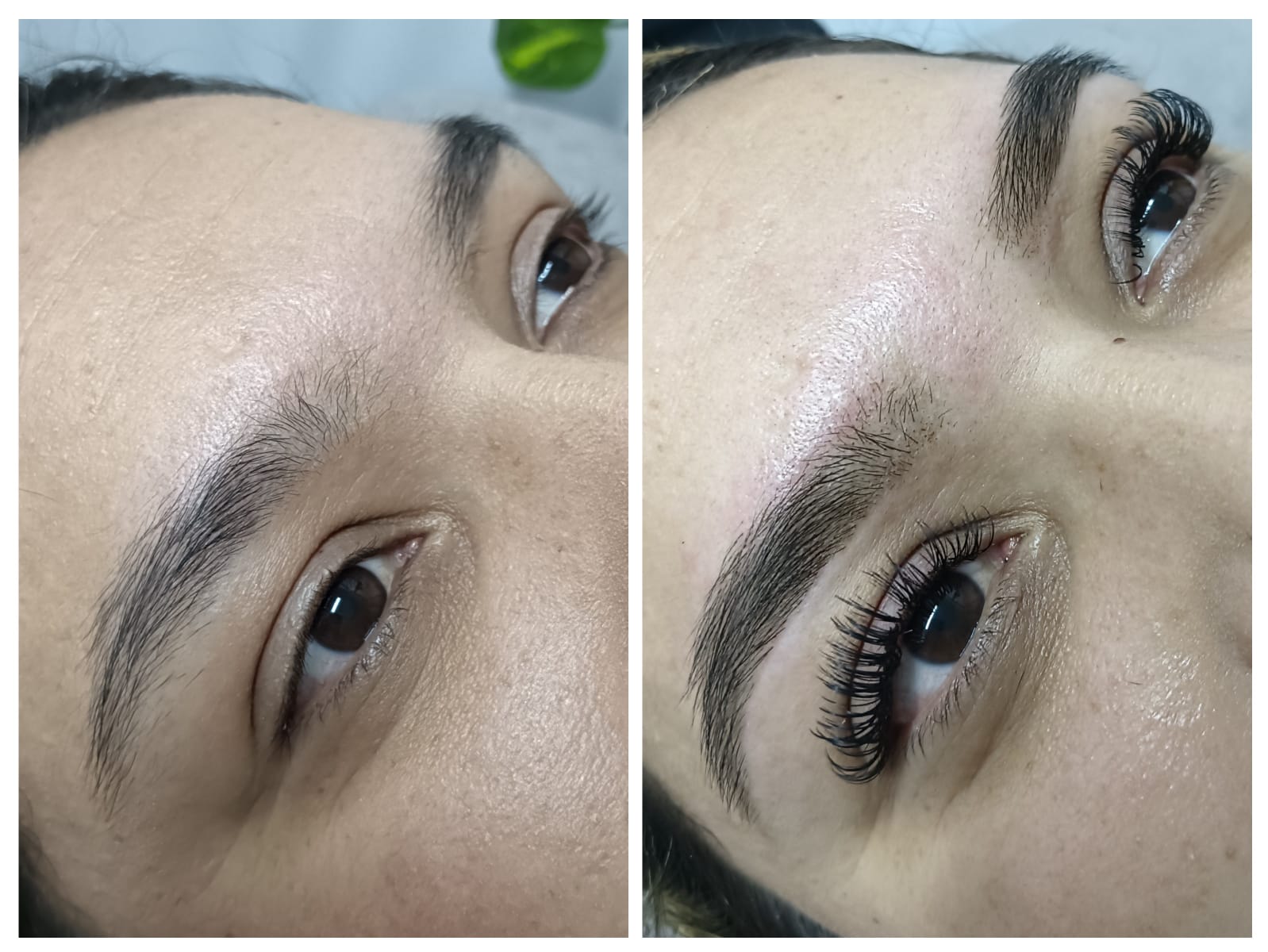 Antes y después YUTORI — pestañas y cejas